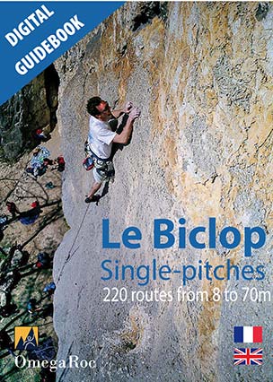 The climbing guidebook for the Biclop crag near Annecy in the french Alps.